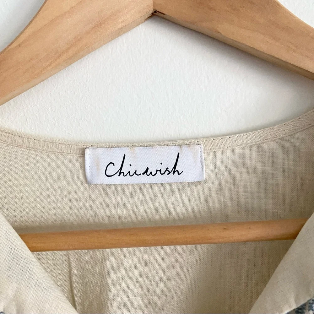 Chicwish Cream Mini Dress with Blue Trim